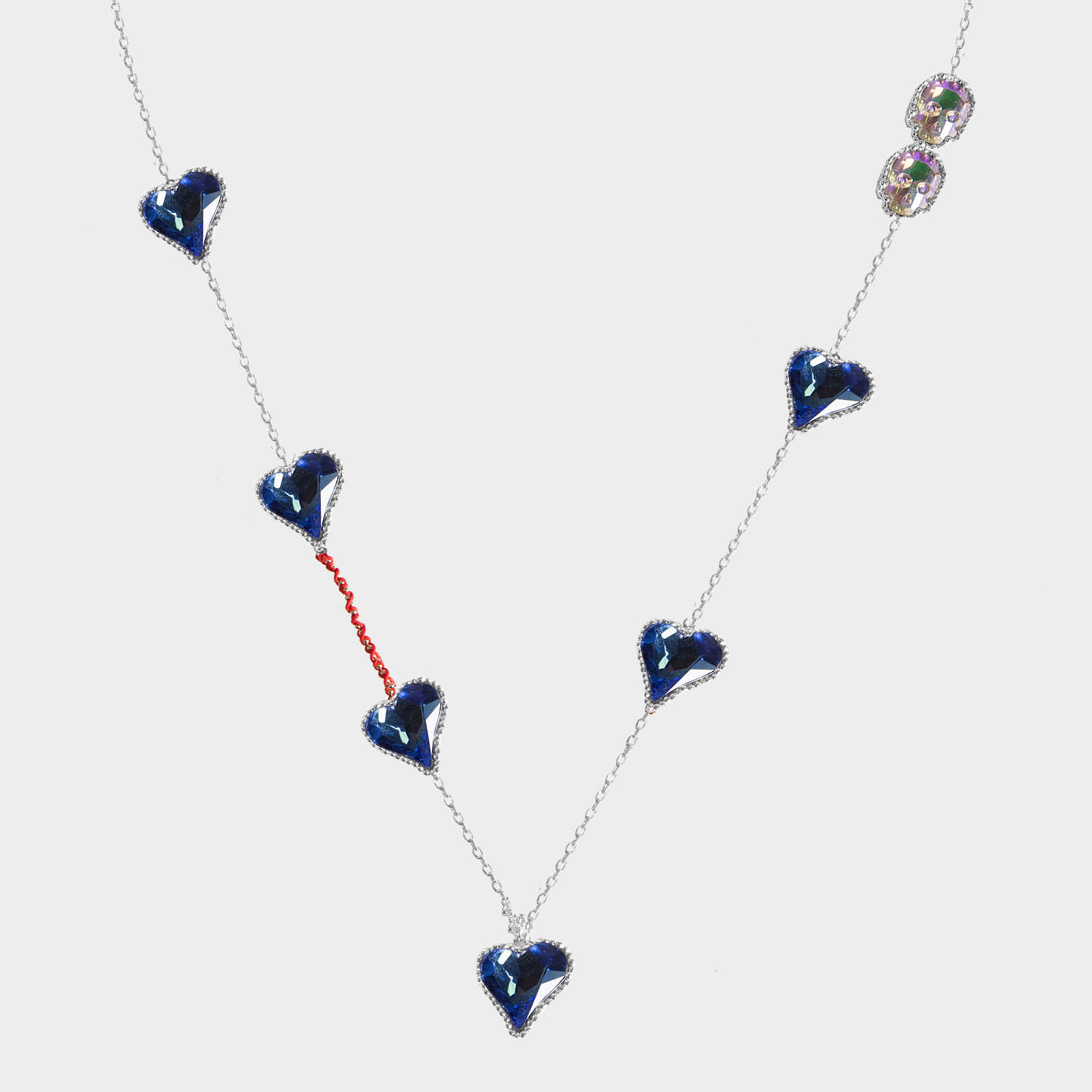 Multi Blue Heart Necklace