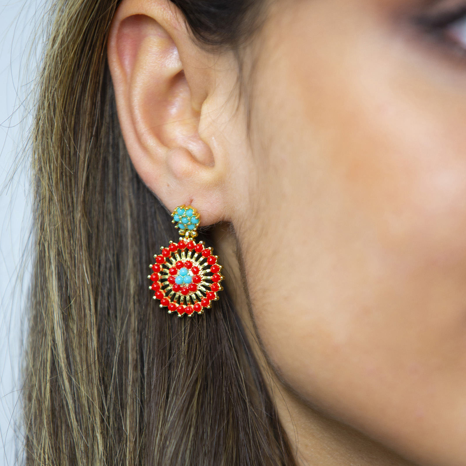 Earrings Amazon Flower Red