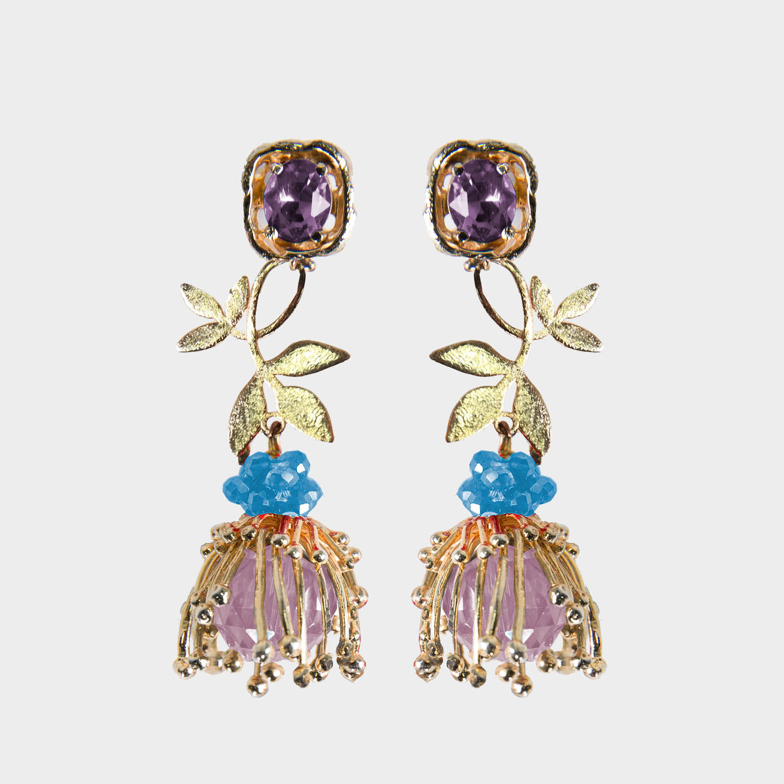 Hidden Flowers Purple Earrings
