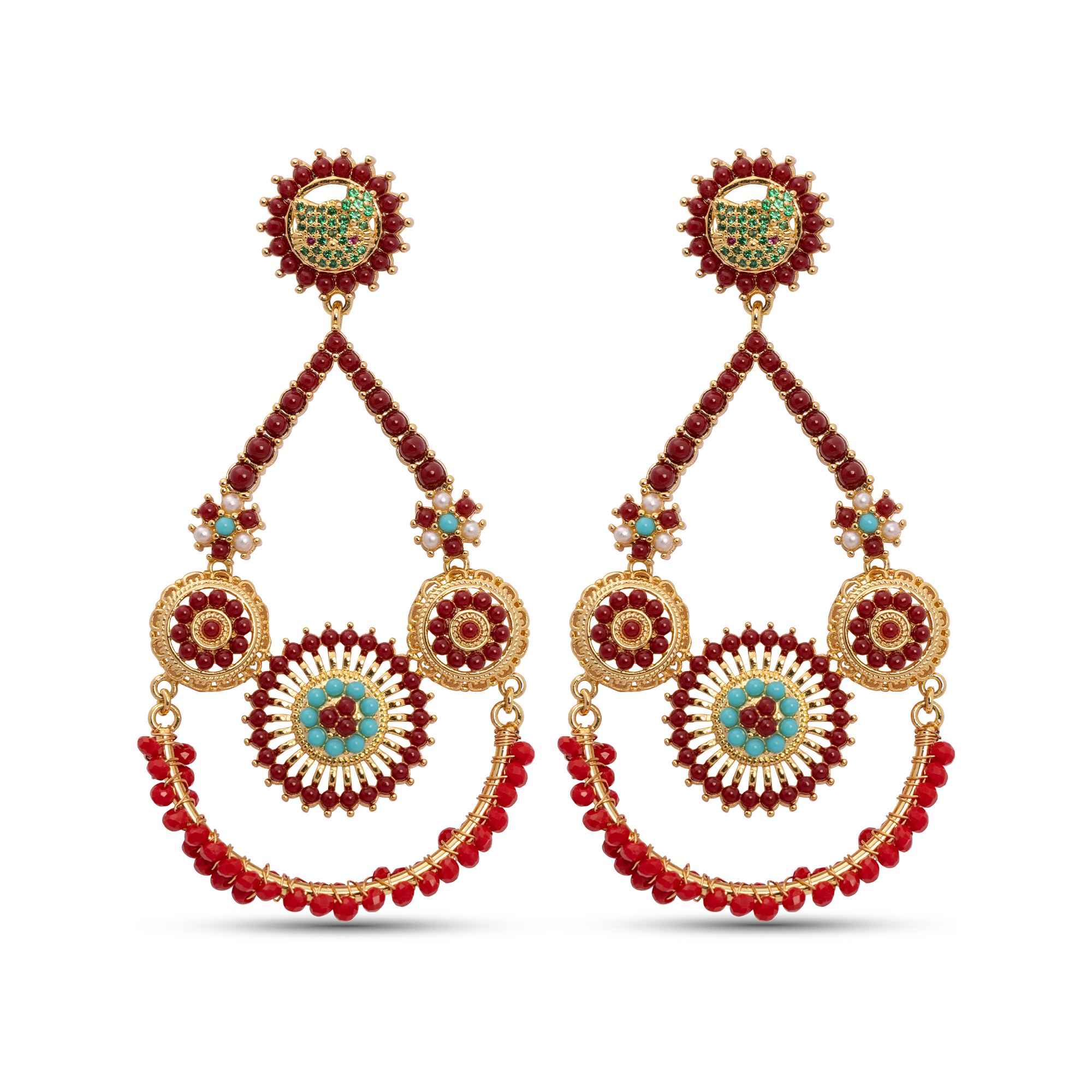 Amazon Ibiza Flowers Earrings Red