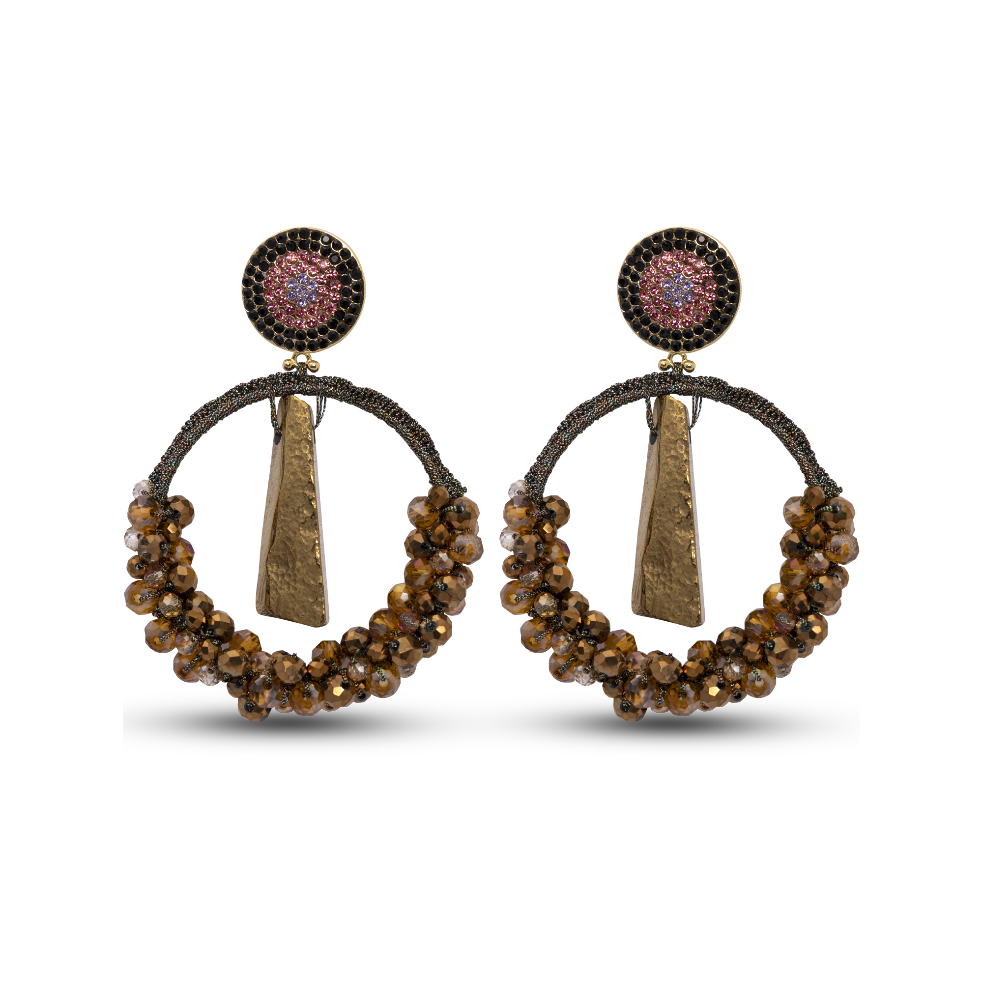 Precious Agate Hoop Earrings Ochre