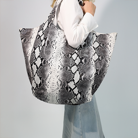 Metallic Shoudlerbag Snake Silver