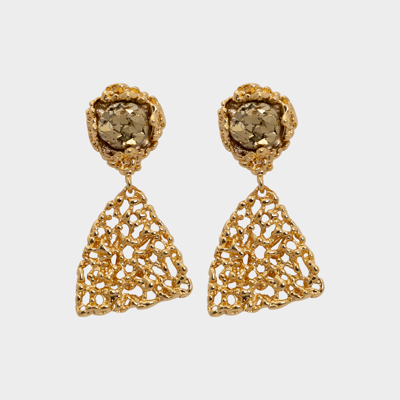 Rose Nature Stone Gold Earrings