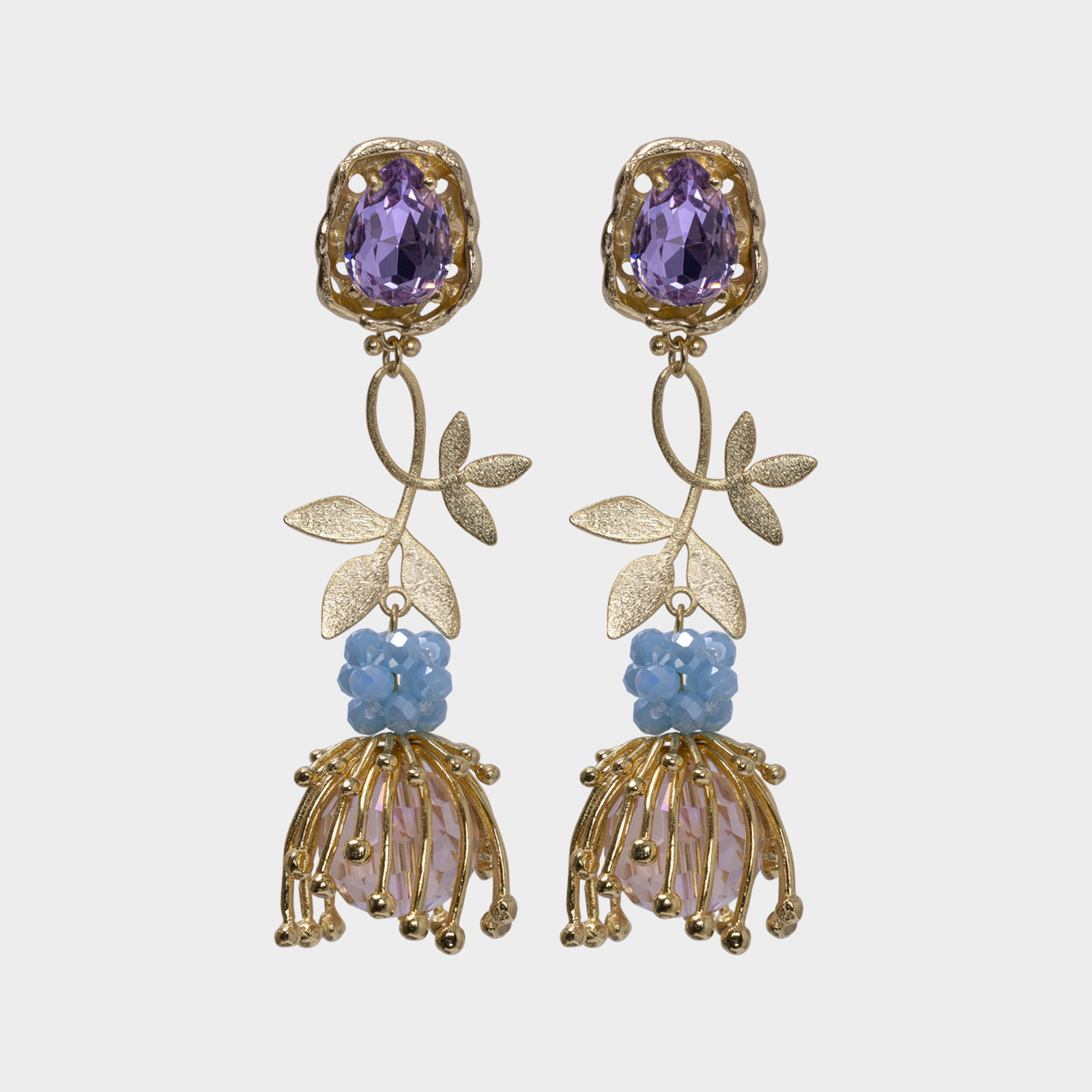 Hidden Flowers Purple Earrings
