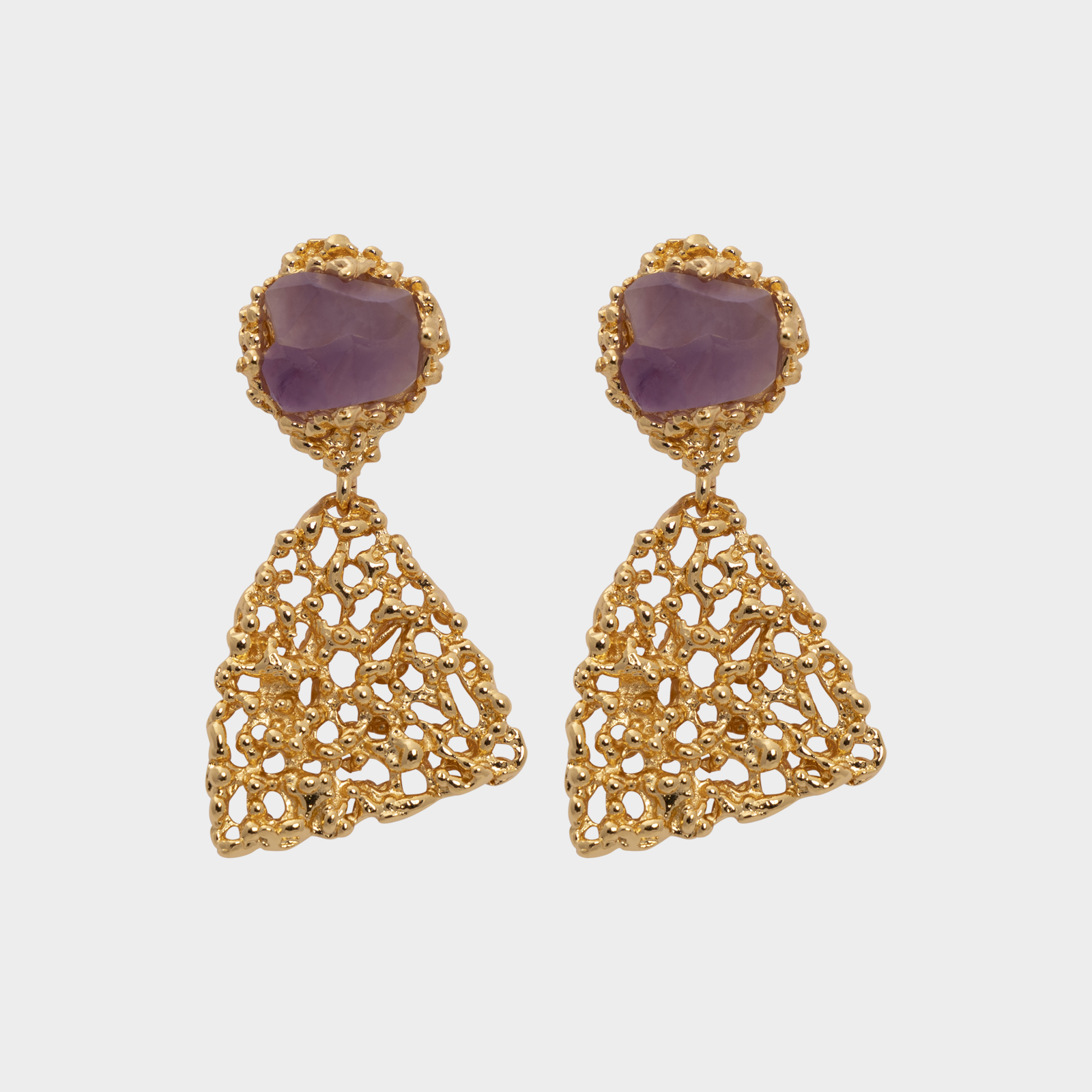 Rose Nature Stone Purple Earrings