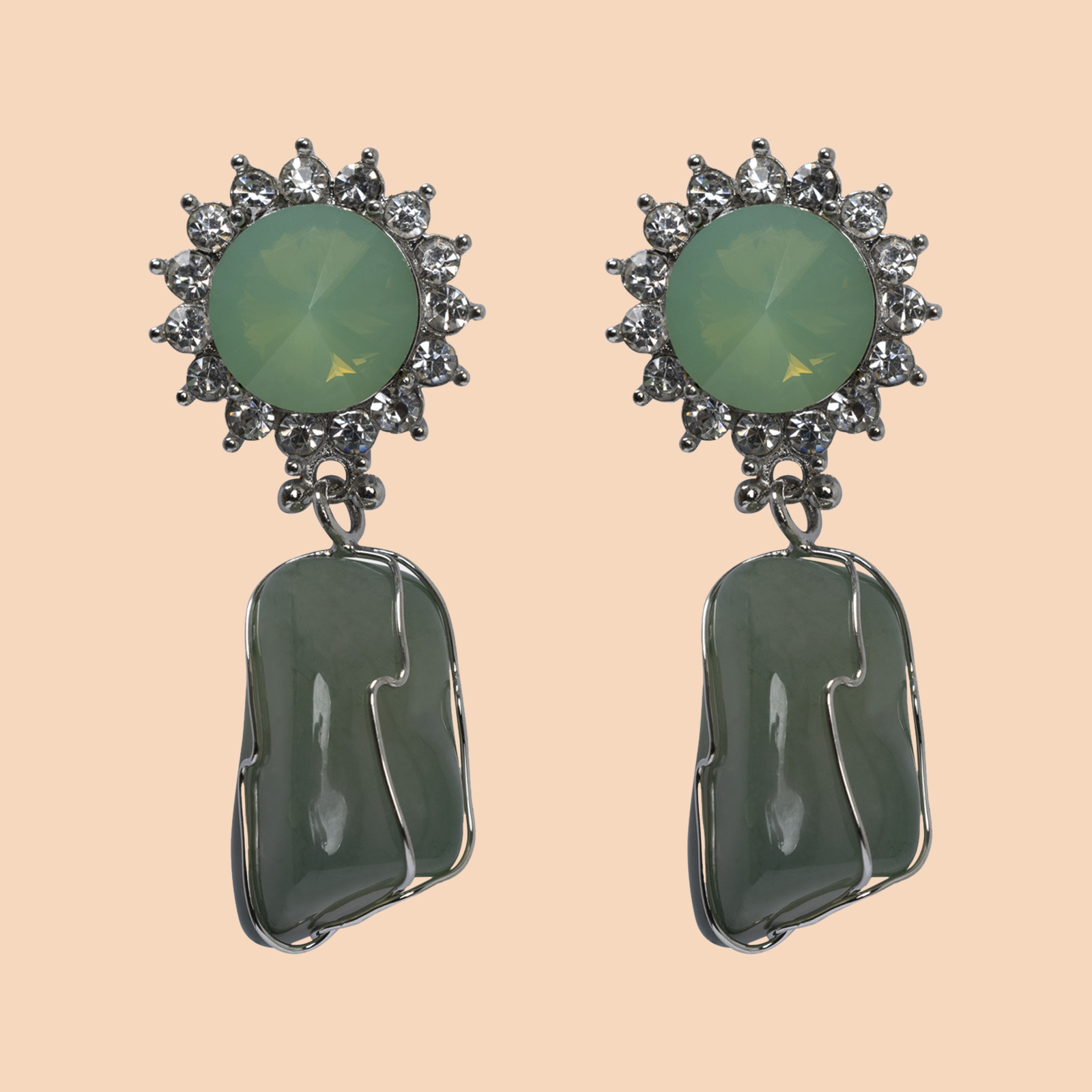 Jade marilyn Agate Nature Stone Earrings