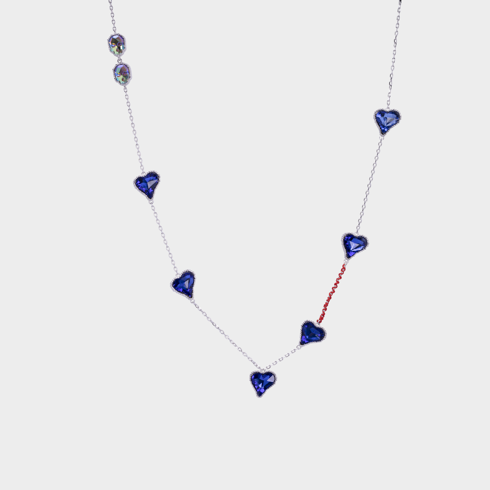 multi blue heart necklace