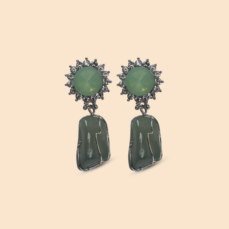 Jade marilyn Agate Nature Stone Earrings