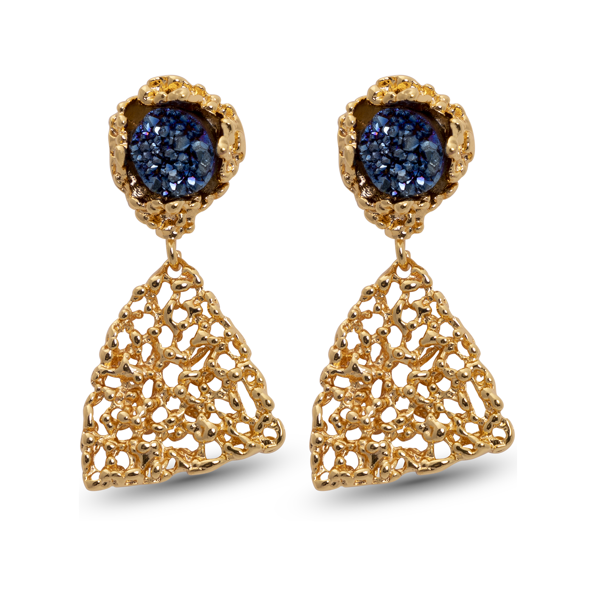 Rose Nature Stone Blue Earrings