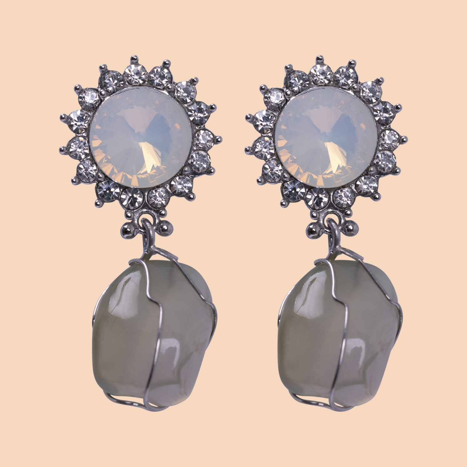 Pearl Marilyn Agate Nature Stone Earrings