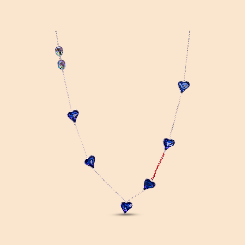Multi Blue Heart Necklace