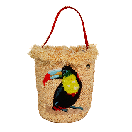 Raffia Basket Toucan Gold